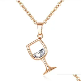 Pendant Necklaces Wholesale Gorgeous Platinum Plated Zircon Wine Cup Necklace Women Shining Exquisite Shape Drop Delivery Jew Dhgarden Dho0I