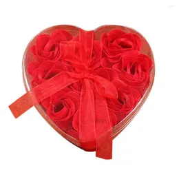 Acessório de banho conjunto de sabão Coração de coração rosa decoração de presente flor Petal 9pcs produtos de banheiro de casamento produtos