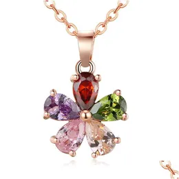 Magchetes por atacado Europeu e American Zircon Flor Small With Diamond Colar Clavicle Chain Pingente curto F Dhgarden Dhomi