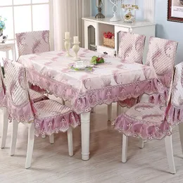 Tala de mesa 7 PCs/conjunto Estilo europeu lindo e elegante toque de mesa Capa de cadeira conjunto de almofada de almofada Anti-Riuste 3D Jacquard