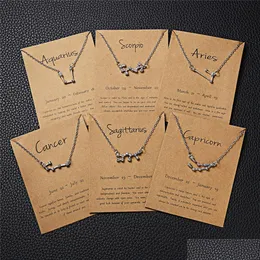 Pendanthalsband Fashion European och American Constellation Halsband 12 Zirconia Diamond Paper Card Personlighet CLAVICLE D DHGARDEN DHGWX