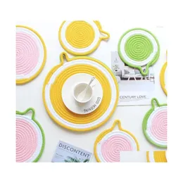 Mats Pads Table Handmade Cotton Rope Heat Insation Pad può essere appeso Home Tovaglietta Pan Mat Pot Drop Consegna Giardino Cucina Sala da pranzo B Dh3Tx