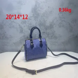 WF Designer Handbag Mini SPEEDY BANDOULIERE 20 BAG Denim Blue Duplex Printing Cross body Boston Bags shopping bags fashion Women P266M