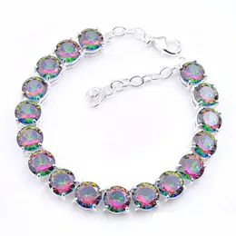 Tennis Fashion Round Shaped 8 Mm Colorf Topaz Bracelet Jewelry 925 Sier Party Christmas Gift