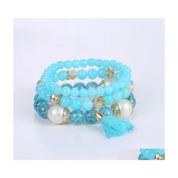 Charm Bracelets Bohemian Tassel Pendant Beads para mujeres Simated Pearl Jewelry Womens Bracelet Set Boho Ps2365 353 Q2 Drop Delivery Dhhoa