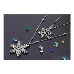 Chokers Statement Necklaces Long Design Wedding Jewelry For Women Double Layer Snowflake Pendants Drop Delivery Dhodj