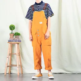 Herr jeans overall 2023 raka casual byxor japanska retro multi-pocket jumpsuit orange