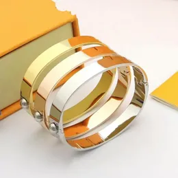 316L Titanyum Çelik Bileklik Kadınlar Erkekler Tasarımcı Bilezikleri Seviyor Gümüş Gül Altın Bangles V Mektup Renk Logosu Gravür Bilezik Moda Mücevher Partisi 19cm