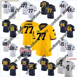 2022 NCAA Custom Michigan Wolverines zszyta koszulka piłkarska 15 Chase Winovich 76 Steve Hutchinson 22 Ty Law 96 Tom Mack 17 Tyrone Wheatley