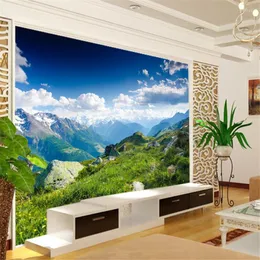 Bakgrundsbilder CJSIR Custom Papel de Parede Mountains Vinter Alperna Snow Nature 3D Wallpaper Living Room TV Wall Bedroom Mural Paper