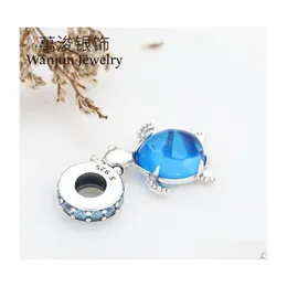 Kolye Kolyeler Orijinal Avrupa bileziğine uyuyor 100 925 Sterling Sier Boncuklar Murano Cam Deniz Kaplumbağası Dangle Charm DIY Mücevher Deliği Del DHA9D