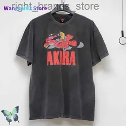 Camisetas masculinas santage moto lavado angustiado Faça dano velho Akira camiseta 020723h