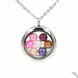 Medaglioni che vendono collana con ciondolo in acciaio inossidabile color argento per scatola per aromaterapia con perle rotonde da 67 mm Miglior consegna goccia regalo Dhgarden Dhjbt