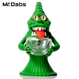 Silicone Monster Silicone Water Tubs com prato de vidro H = 5,9 "Acessórios para fumantes Tobacco Herb Pipes Dab Relate