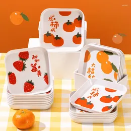 Pratos 4pcs pratos de jantar fofos melamina servir utensílios de mesa sobremesa de frutas de plástico de estilo japonês kawaii utensílios de jantar