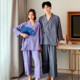 Ethnic Clothing Yukata Japanese Style Kimono Clothes Pajamas Bathrobe Homeware Cotton Sleep For Adult Summer Set Fashion Couple