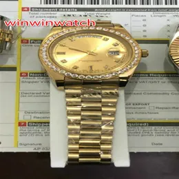 H￶gkvalitativ diamantklocka 40mm liten diamant Bezel Gold Face 316L Steel Asia Movement Automatic Mens Watch Watches 328a