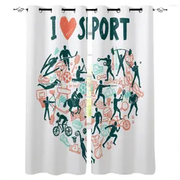 Curtain Multi-size Sports Health Love I Sport Window Curtains Polyester Fabric Living Room Home Decor