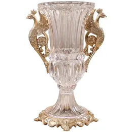 Wazony kreatywny szklany pawie wazon w stylu europejskim dekoracja domu nowoczesne suszone kwiaty Wewnętrzne uchwyt roślin Vaas Flower EH50VA2144