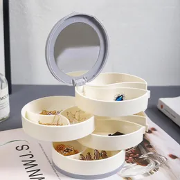 Förvaringslådor runt display makeup arrangör rotera resväska läppstift örhängen smycken hållare container kosmeticos hem trädgård oa50mo