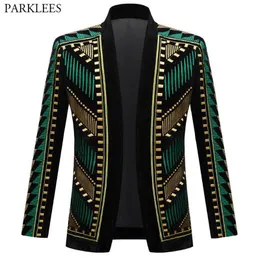 Abiti da uomo Blazer Luxury African Ricami Cardigan Blazer Giacca Uomo Scialle Risvolto Slim Fit Abito a righe Jacktes Maschile Party Prom Costumi da sposa 230207