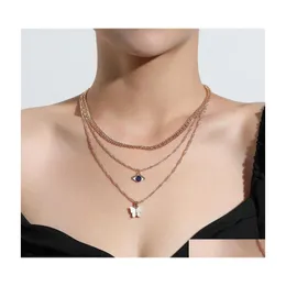 Подвесные ожерелья модные турецкие злые глаза Mtilayer для женщин Bohemian Vintage Devil Choker Beads Партия ювелирные изделия 613 Drop Delivere Pe DHVFT