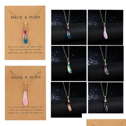 パーソナライズされたMticolor Opal Drop Paper Card Necklace Templament Clavicle Chain Spot Dogeared Manuf Dhgarden Dhazmを販売するペンダントネックレス