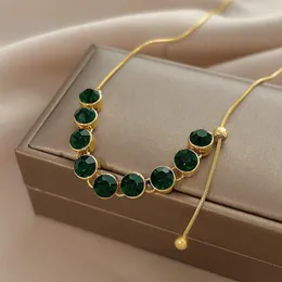 Choker Chokers Korea som säljer modesmycken Luxury Green Crystal Necklace Elegant Women Party Stretch Justerbara tillbehörskokare Sidn22