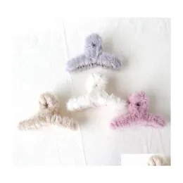 Clamps Korea Ins Plush Hair Clip Women Faux Fur Claws Accessories Ponytail Hairgrip Hairpin Barrettes Ornaments C3 Drop Delivery Jewe Dhcdj