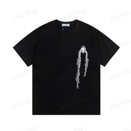 Xinxinbuy Men Designer Tee Tシャツ23SSネックレスプリントラベルレター半袖女性ホワイトブラックXS-2XL