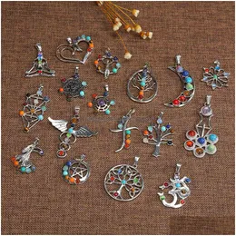Hänge halsband grossist nationell style lady naturliga kristall sju chakras religiösa hängande tillbehör släpp leverans jud dhgarden dhgad