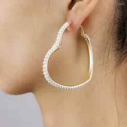 Creolen Imitationsperle Herzen für Damen Mode Metallschmuck Statement Pendientes 2023 UKEN