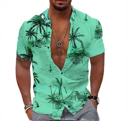 Męskie koszule na Hawajskie Bluzka plaża z krótkim rękawem Top T-Shirt Outdoor Street Coconut Tree Tree