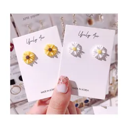 Stud mode Small Daisy Flower Acrylic ￶rh￤ngen f￶r kvinnor Girls Korea Style S925 Sterling Sier Ear Needle Earring Smycken Drop Deliv Dho37