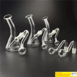 5 PCs 10mm الذكور Pyrex الزجاجية الزجاجية أنابيب مياه مياه مع زجاج زيت صغير بونغ بونغ سميكة bongs heady