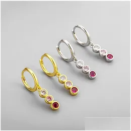 Hoop Huggie Earrings Fashion Gradient Zircon Pendant For Women Red/Pink Crystal Small Hies Cute Earring Piercing Hoops Jewelry Dro Dhcqn