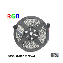 LED Şeritler Şerit Işık 5050 SMD RGB Su Geçirmez IP65 DC 12V Festival Bahçesi Dekorasyon Damlası Teslimat için Esnek Şerit Işıkları Işık Dhdta