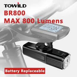 S Towild Br800 Bike com cauda USB Recarregável LED MTB Lâmpada da lâmpada do farol de alumínio da lanterna de alumínio 0202