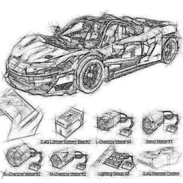 1対8比13090テクニックシリーズマクラーレンP1オレンジレーシングカーセットアプリRCモデルビルディングパワーモーター機能おもちゃ20087250Q