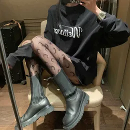 Çorap Çorap Kadınlar Seksi Külotlu Köprü Balık Ağı Taytlar Mesh Hollow Stockings Yüksek Elastik Mektup Lüks Black Y2302