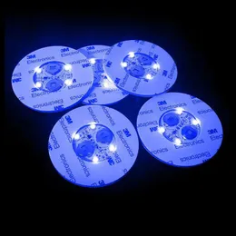LED Coaster Lighting Coasters 6cm 4-6 LEDs Light Bottles Glorifier LEDs Stickers Coastery Drinks Flash Lights Up Cups Perfect for Party Weeding Bars Wine crestech