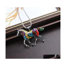 Pendant Necklaces Statement Enamel Brincos Necklace For Women Fashion Jewelry Colorf Horse Drop Delivery Pendants Dh0Je