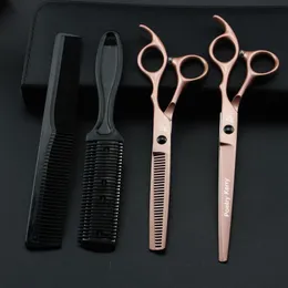 Hair Scissors 6/7 Inch Professional Hairdressing Set Straight Barber And Thinning Salon Haircut Care Styling Tools