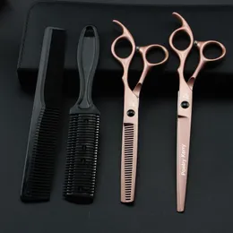 Forbici per capelli Set da parrucchiere professionale da 6/7 pollici Barbiere dritto e strumenti per lo styling per la cura del taglio dei capelli del salone di diradamento