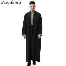 Beonelama Uomo Saudi Salys Abaya Stand Twilar Smooth Thobe India Dress Jubah Islamic Clothing for Men 3XL Homme Robes293b