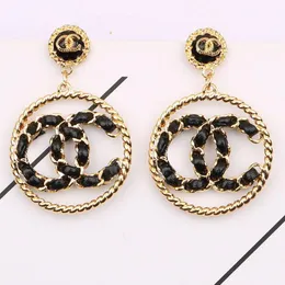 Fashion Designer Golden Silver Stud Earrings for Women Fashion Brand Double Letter Geometric Big Annulus Earring Inlay Crystal Rhinestone Eardrop Wedding Jewelry