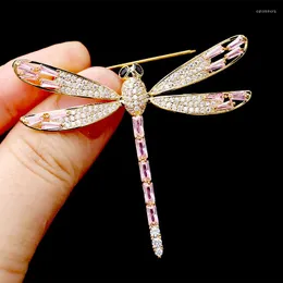 Brooches Fashion Crystal Pink Yellow Dragonfly For Women Brooch Pin Costume Suit Scarf Decoration Insect Animal Jewelry 2023