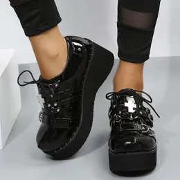 Dress Shoes Women Pumps Mary Jane Super High Heel Platform Wedge Autumn Ladies Boots Belt Buckle Classic Sweet Punk Boot Female Lolita