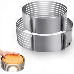 24-30cm Adjustable Stainless Steel Round Bread Slicer Cutter Mold DIY Cake decorating Tools 201023266N