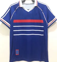 1998 فرنسية الرجعية كرة القدم قمصان زيدان هنري ديشامبس تايلاند جودة Camiseta Francia Futbol Maillot Kits Men Maillots de Football Jersey